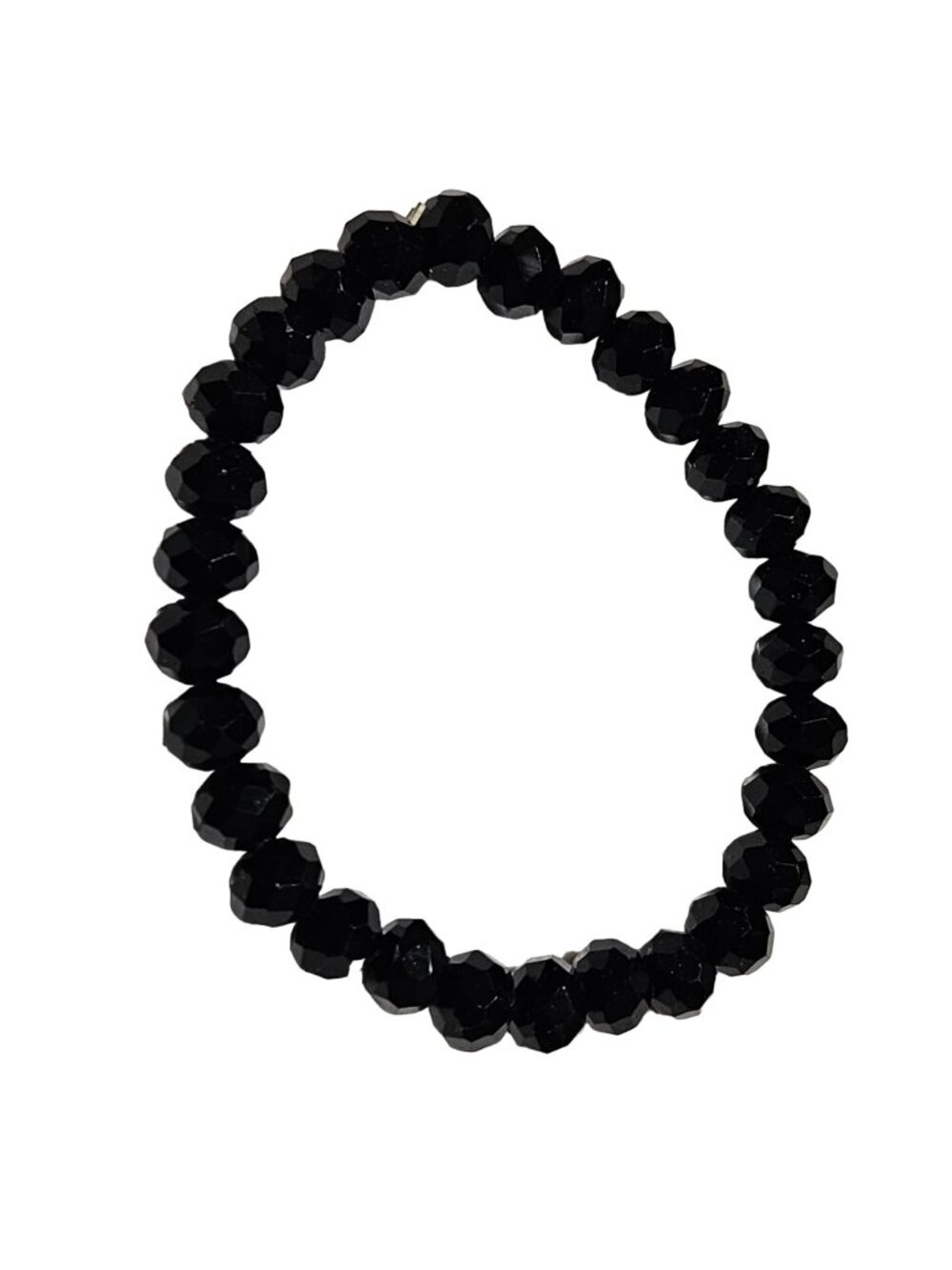 Classic Black Beaded Bracelet Faceted Beads Stretch Cocktail Minimalist Jewelry